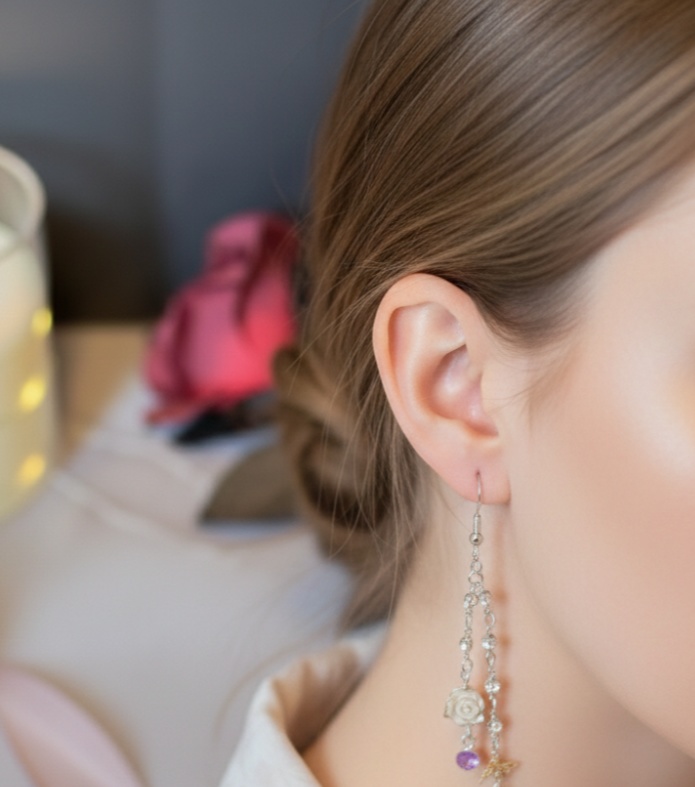 【イメージアクセサリー】氷蓮と毒花の対峙(ピアス)