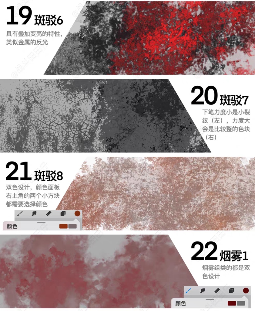 Procreateのテクスチャ ブラシ 36本