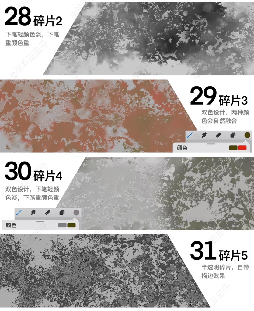 Procreateのテクスチャ ブラシ 36本