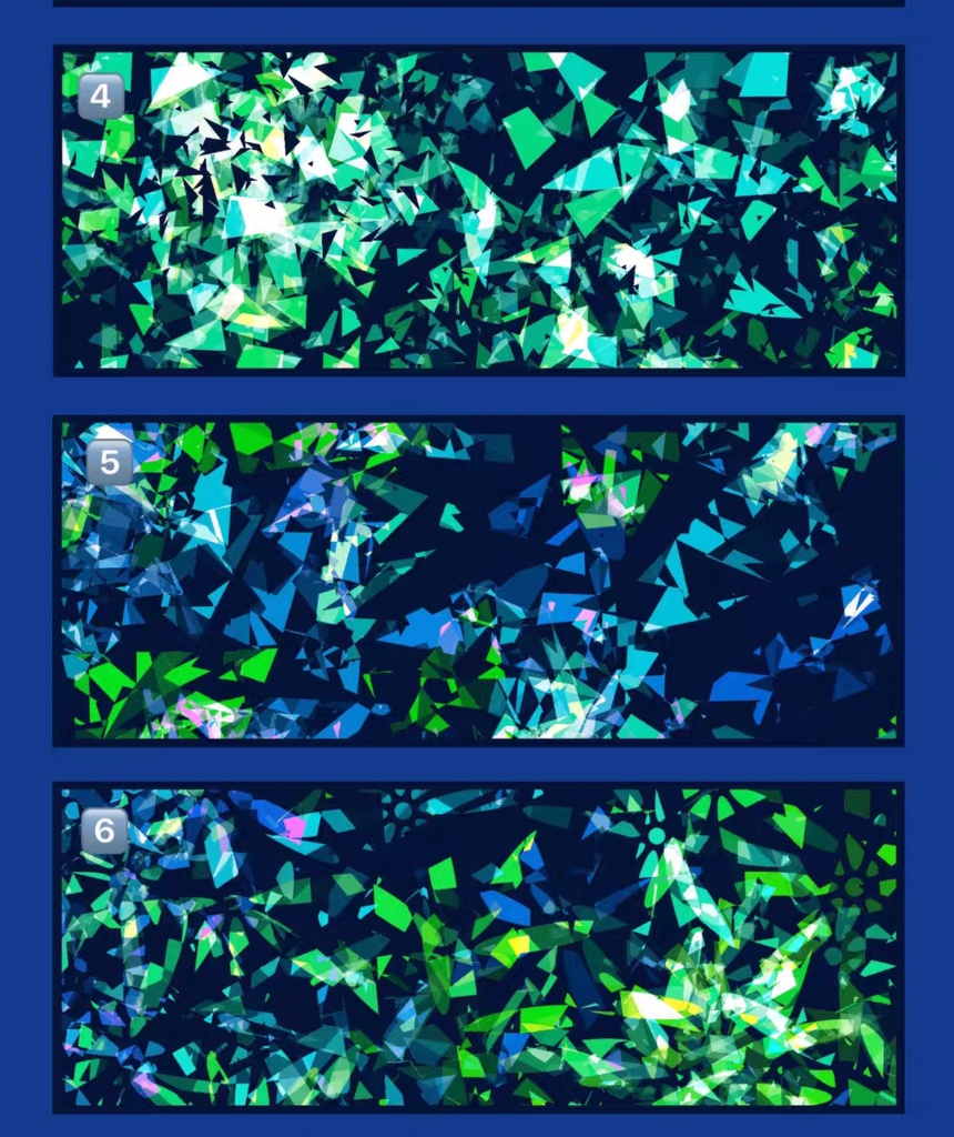 Procreateのピクセルの光沢のある破片ブラシ 16本