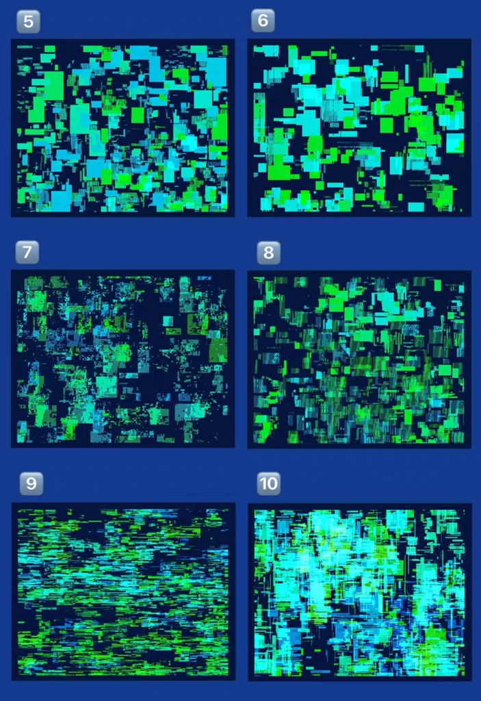 Procreateのピクセルの光沢のある破片ブラシ 16本