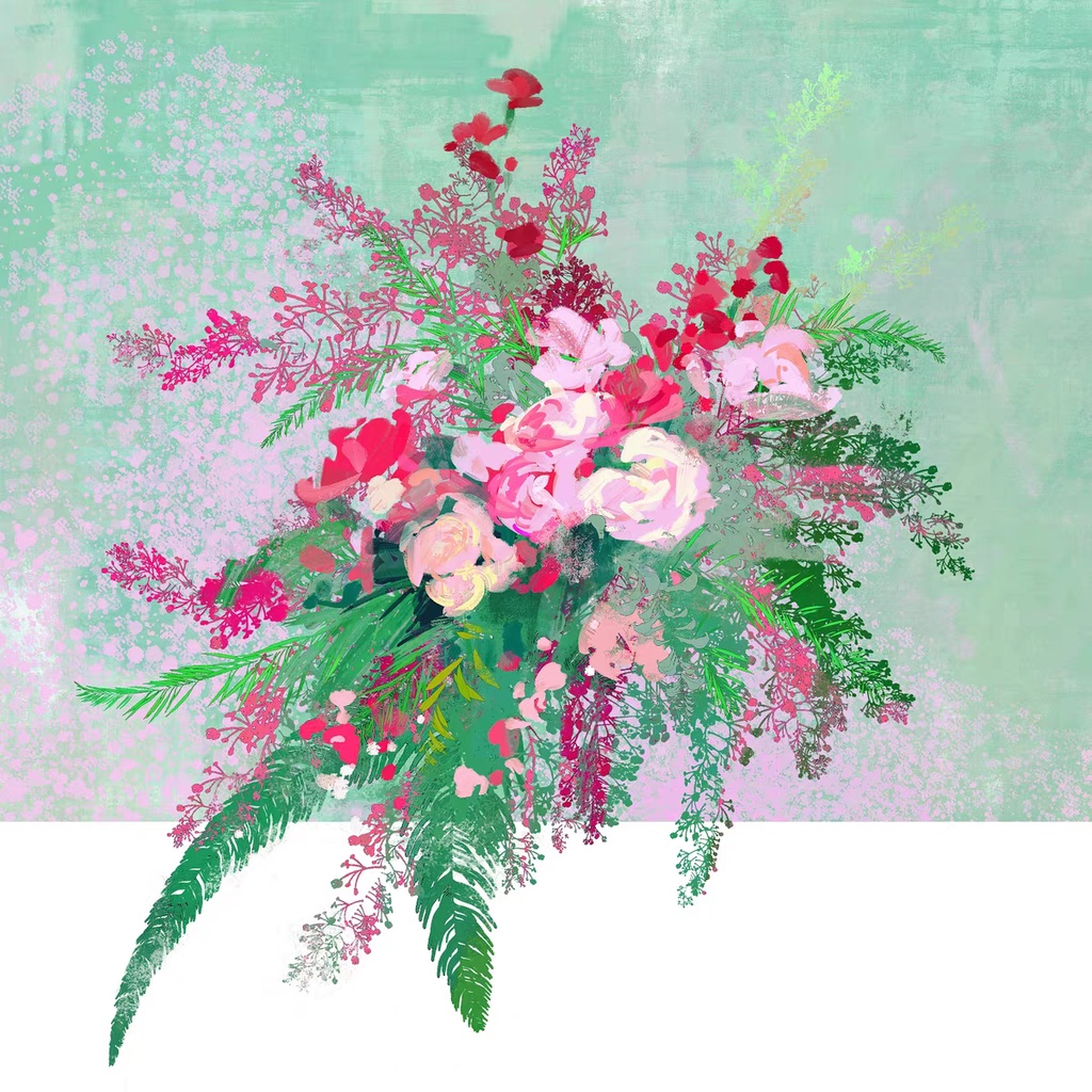 Procreateの輪郭線のある葉 混合色ブラシ 56本