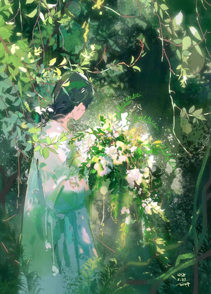 Procreateの輪郭線のある葉 混合色ブラシ 56本