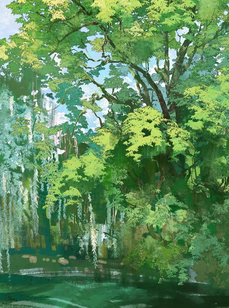 Procreateの輪郭線のある葉 混合色ブラシ 56本