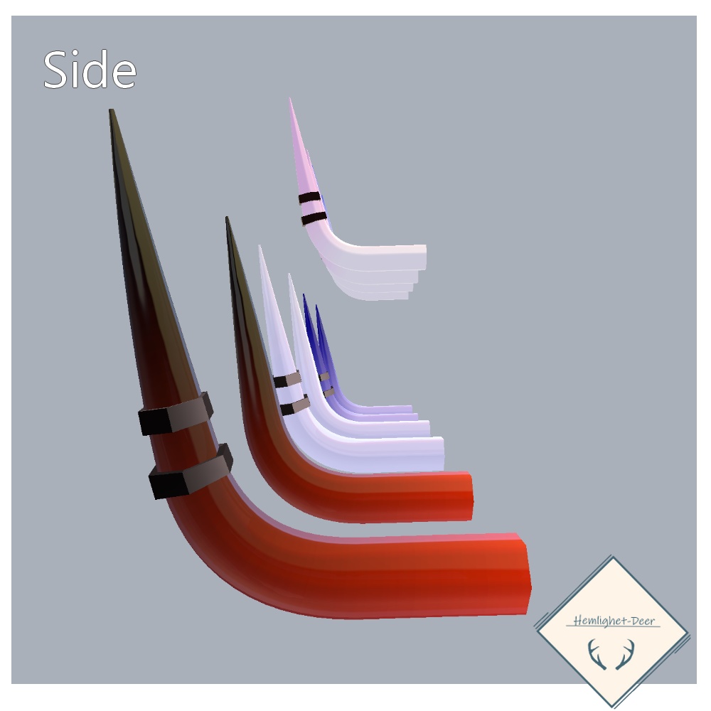 [VRChat]シンプルな長い鬼のツノ(5色)【3Dモデル】 缩略图 6
