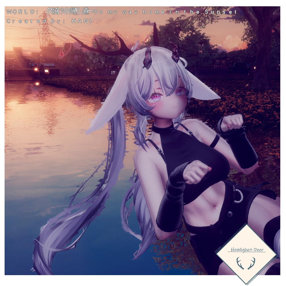 [VRChat]Jackalope化_ツノx2/尻尾/たれ耳(5アバタ対応)【3Dモデル】 缩略图 2