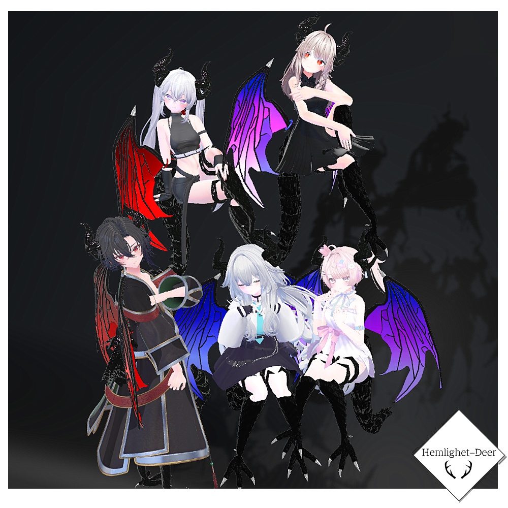 [VRChat]  Fafnir-ツノ,翼,脚,尻尾-(対応:5アバター)【3Dモデル】 缩略图 6