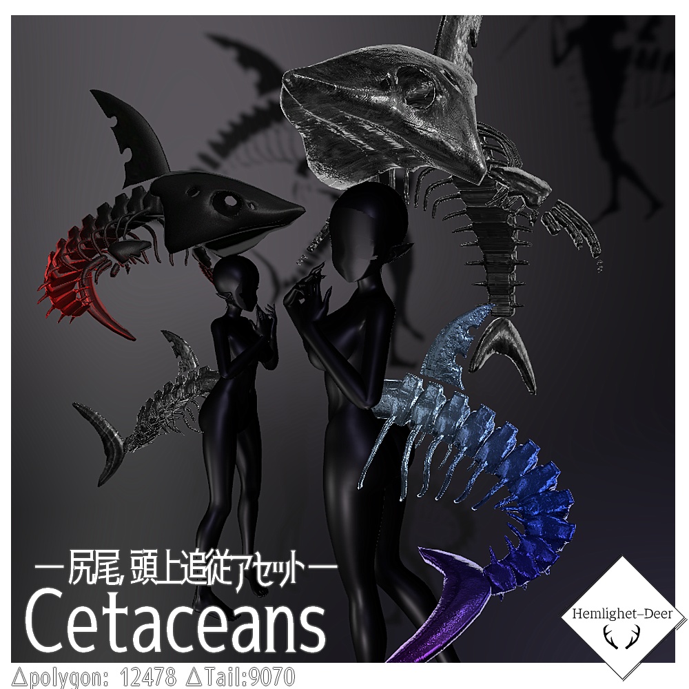  [VRChat] Cetaceans (6色/2種 Accessory)【3Dモデル】