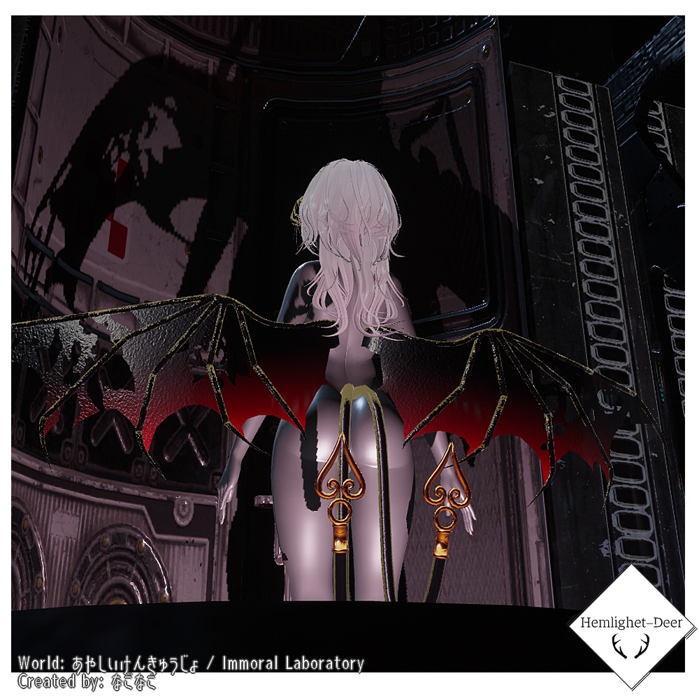 [VRChat] Succubus (ツノ,羽根,尻尾/3点アセット)【3Dモデル】 缩略图 2