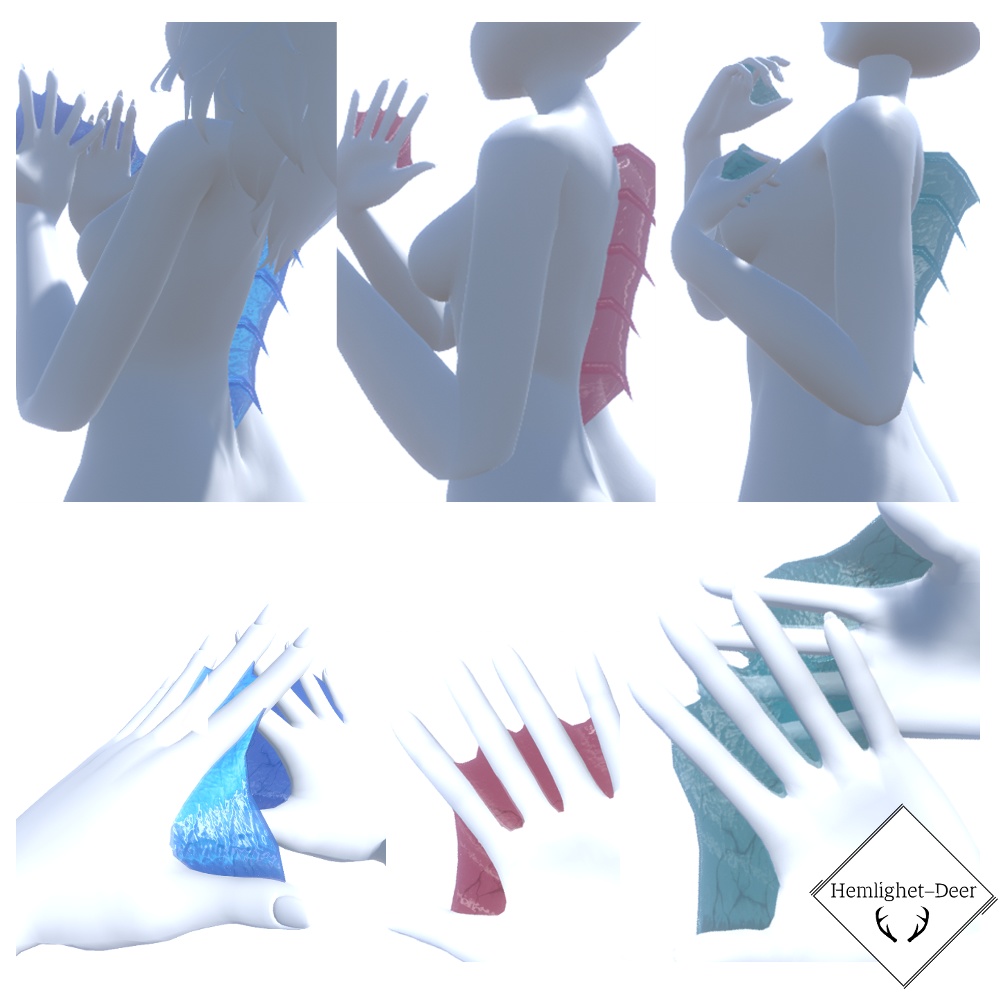 [VRChat] Havfrue (水かき/手の膜) (アバタ:3対応) 【3Dモデル】 缩略图 3