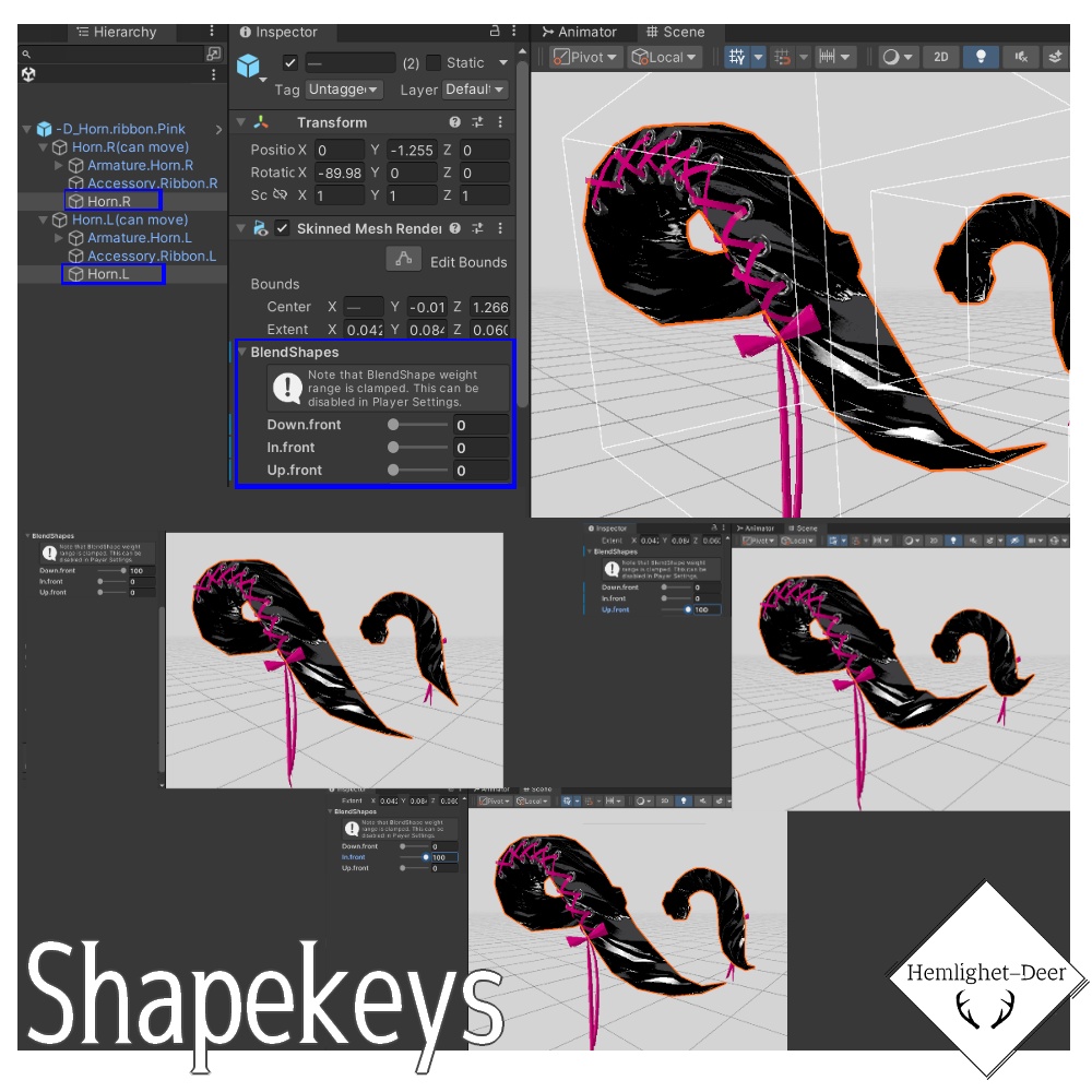 [VRChat]デートの日のツノ(8色リボン/Shapekey付)【3Dモデル】 缩略图 9