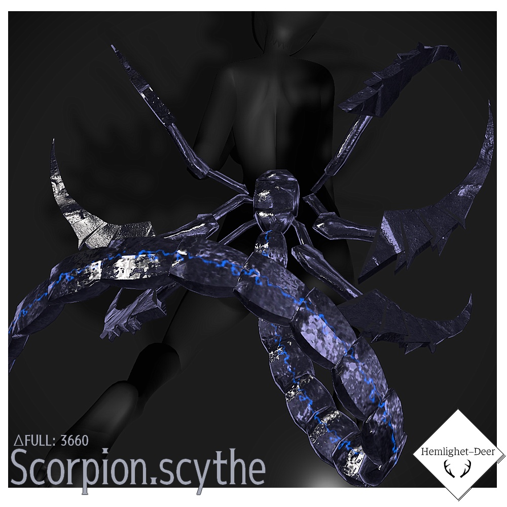 [VRChat] Scorpion.scythe (尻尾装飾品/3ways/MA/Animation,PB)【3Dモデル】
