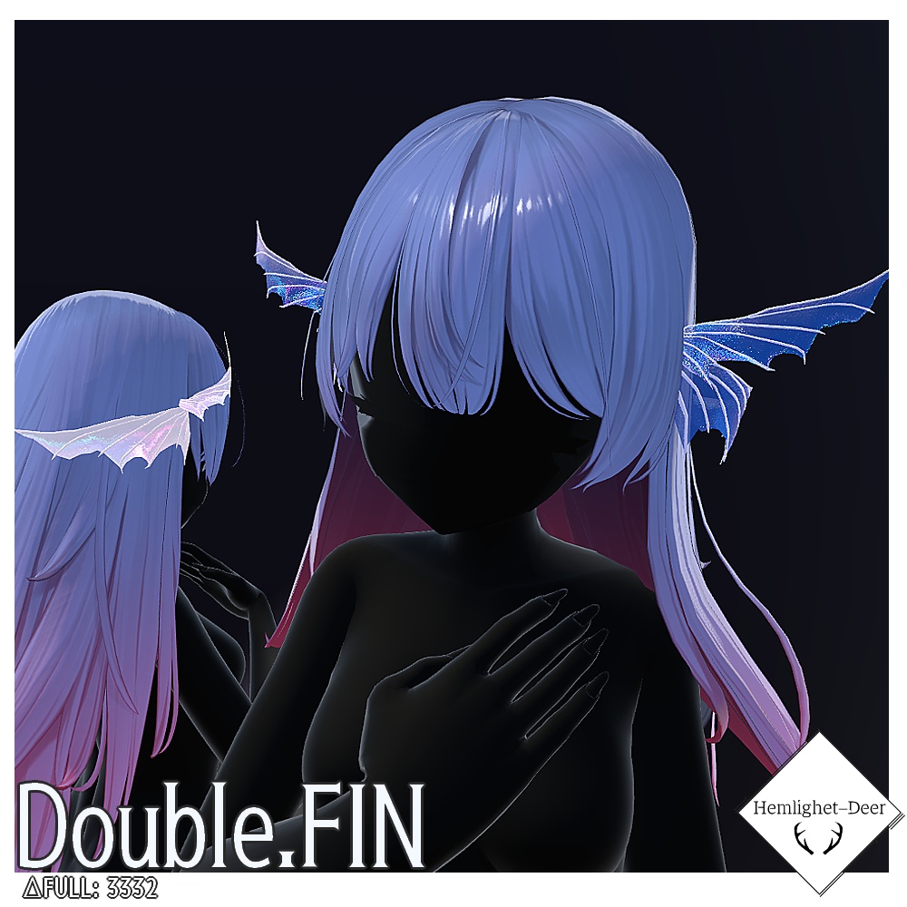 ※セール※[VRChat] Double.FIN (人魚のヒレ耳/PB設定済)【3Dモデル】