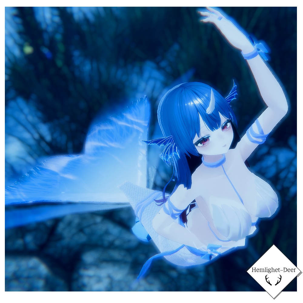 [VRChat] Double.FIN (人魚のヒレ耳/PB設定済)【3Dモデル】 缩略图 3