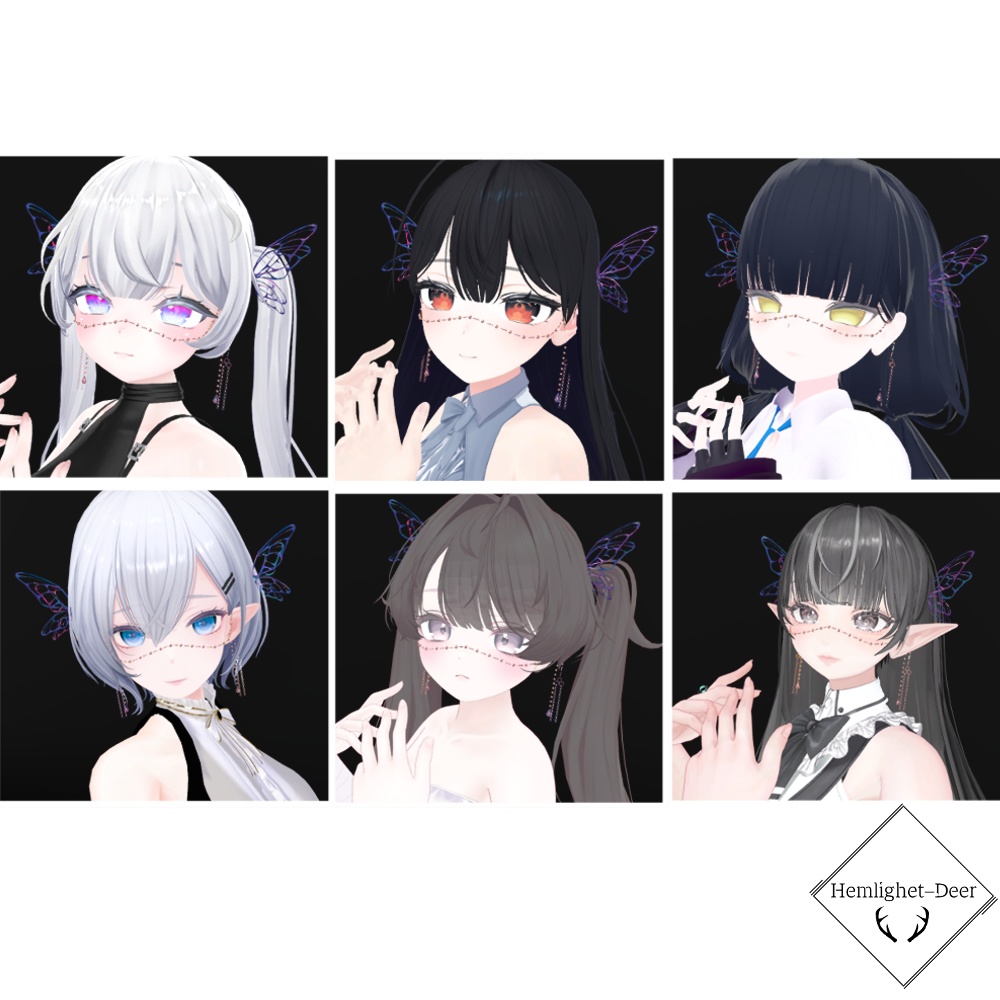 [VRChat] 妖精の装飾品(Face Accessory/調整用Shapekey付/Animation+PB設定済)【3Dモデル】 缩略图 8