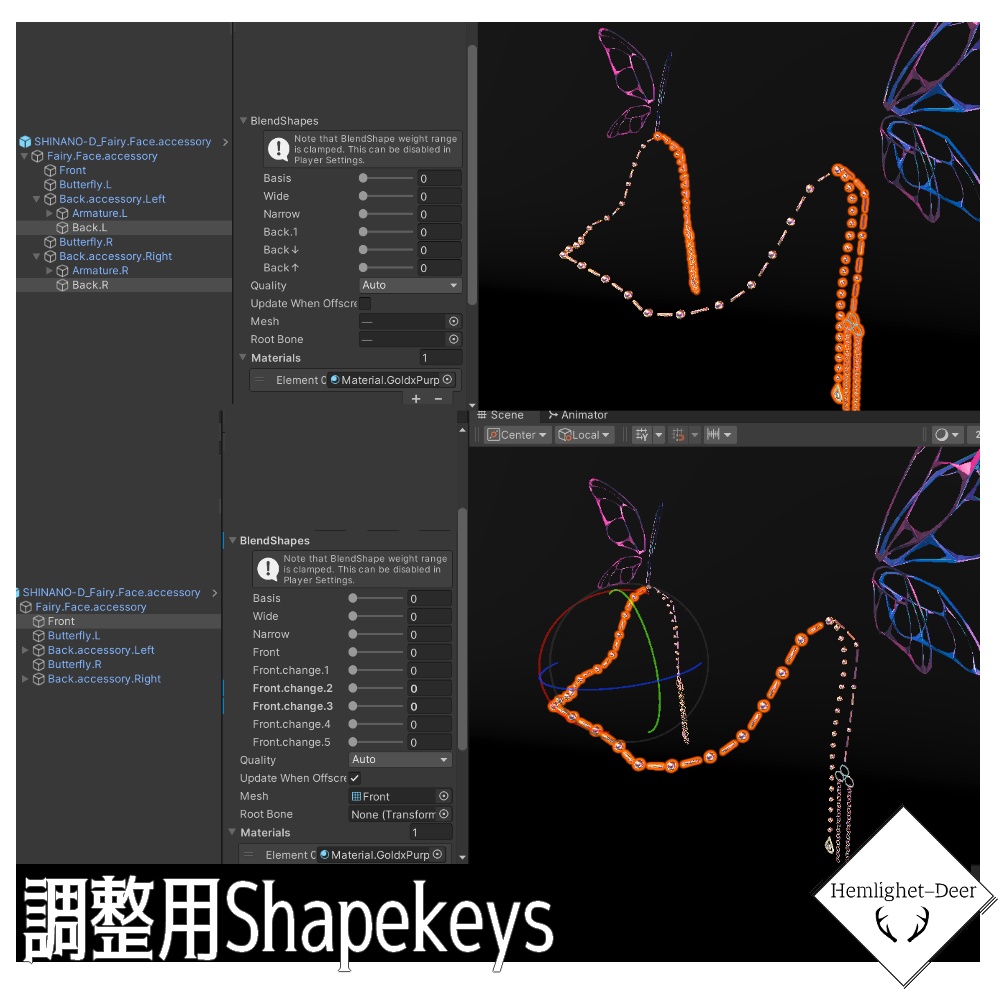 [VRChat] 妖精の装飾品(Face Accessory/調整用Shapekey付/Animation+PB設定済)【3Dモデル】 缩略图 6