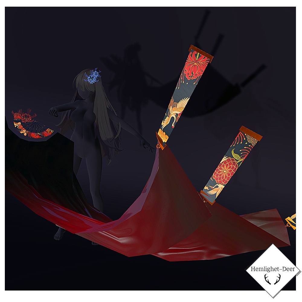 [VRChat] 舞 - 扇 -(扇, Hair Accessory)【3Dモデル】 缩略图 2