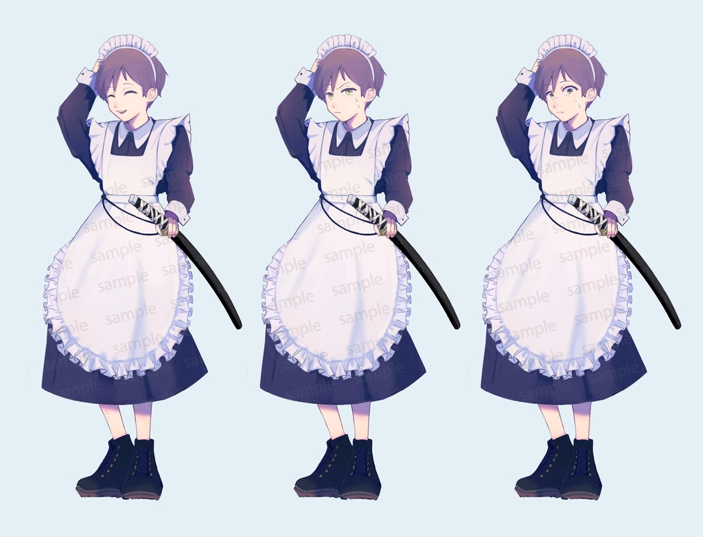メイド服の男の子【帯刀/素手】 立ち絵 01