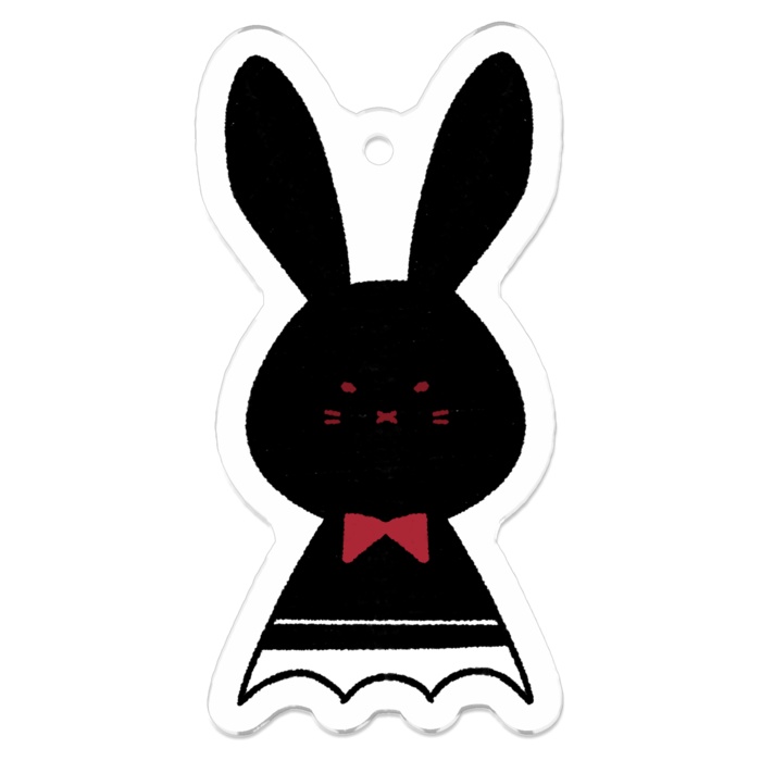 【アクリルキーホルダー】ものくろうさぎ