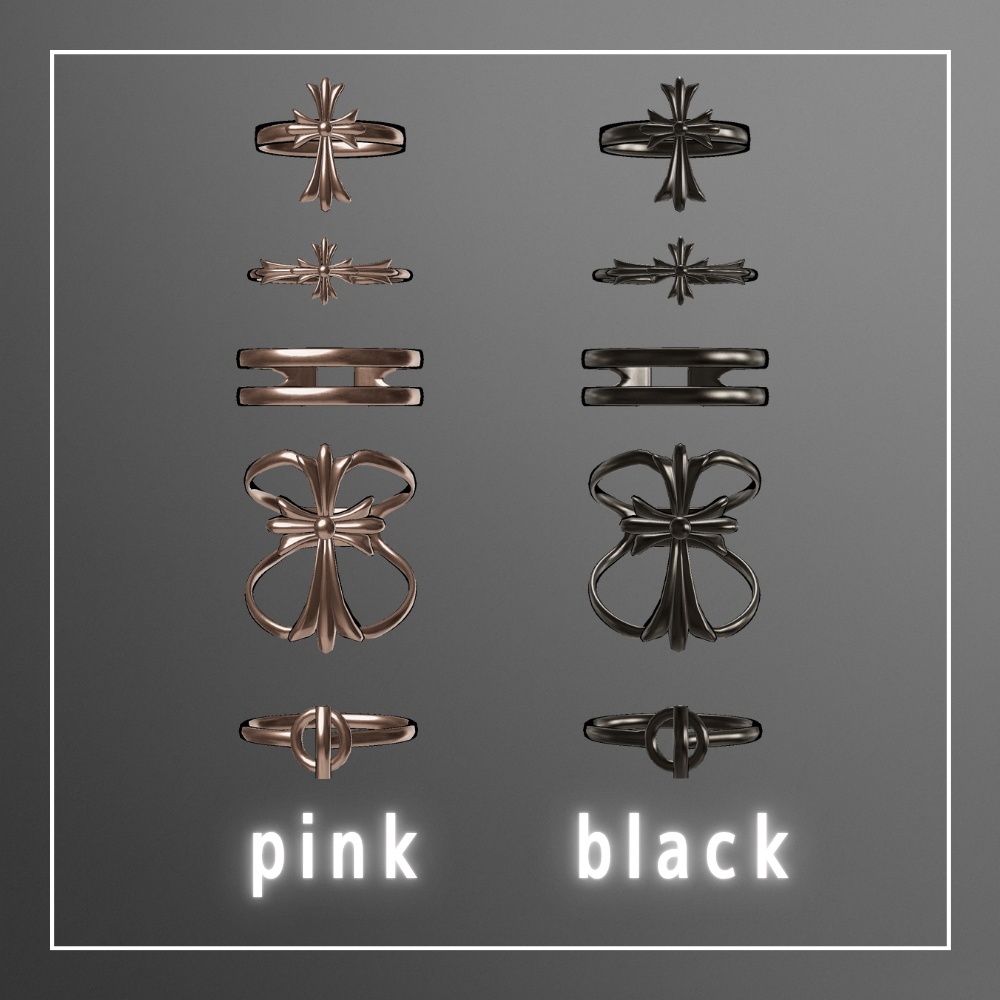 【VRChat想定】Gothic Cross Ring (5種類|4色)