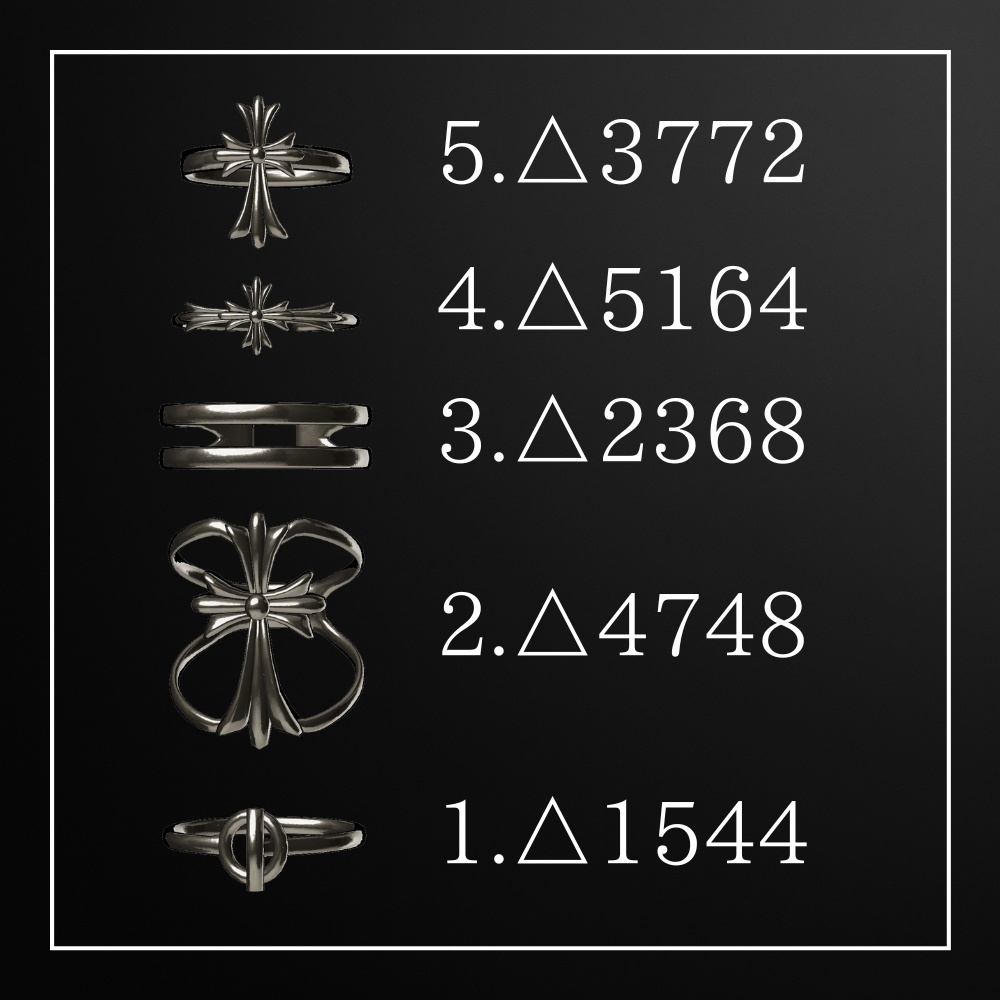 【VRChat想定】Gothic Cross Ring (5種類|4色)