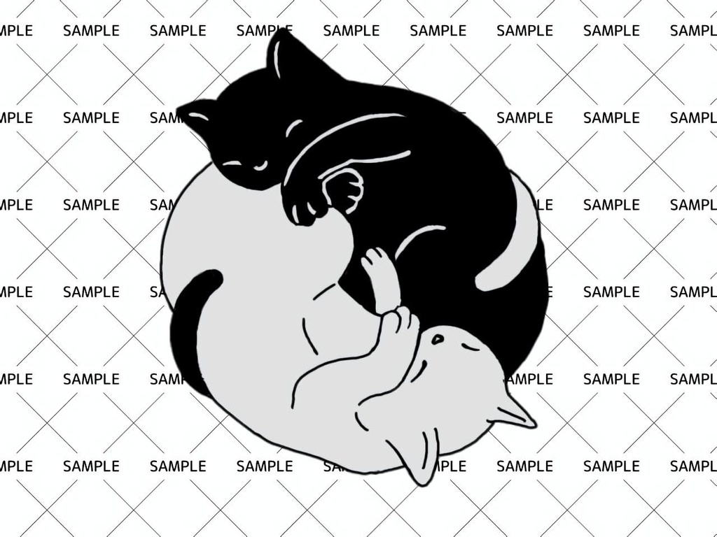 陰陽　猫　デカール