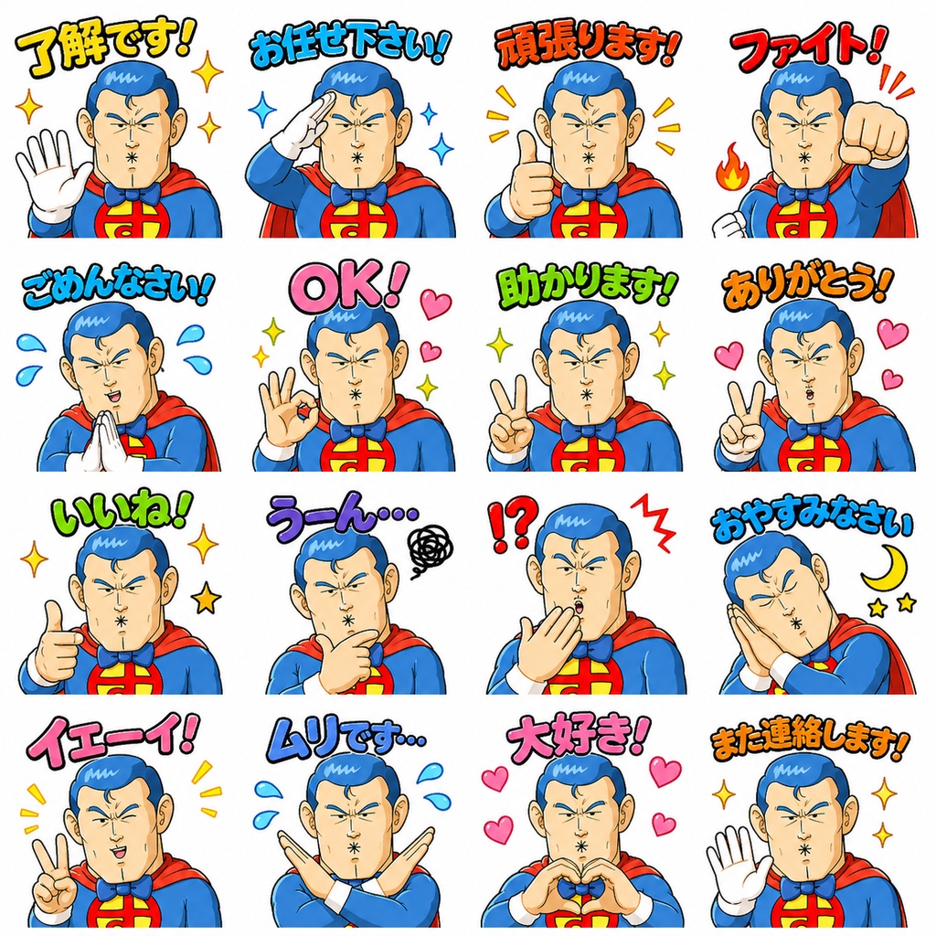 KGMWORLD スッパマン✨さん　スタンプ16枚セット🫰