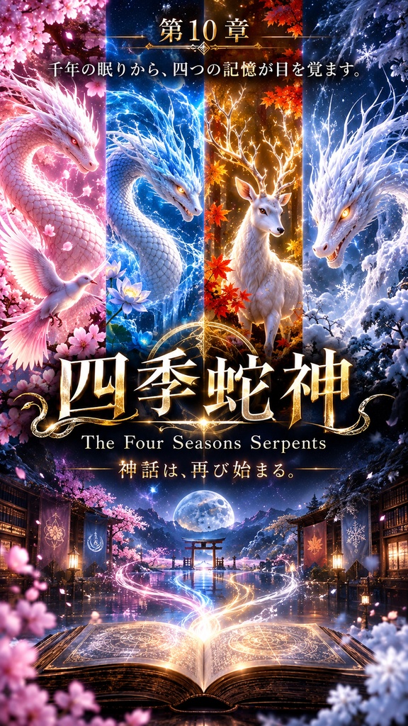 【高画質スマホ壁紙・画像素材】四季蛇神シリーズパック- The Four Sublime Serpents -