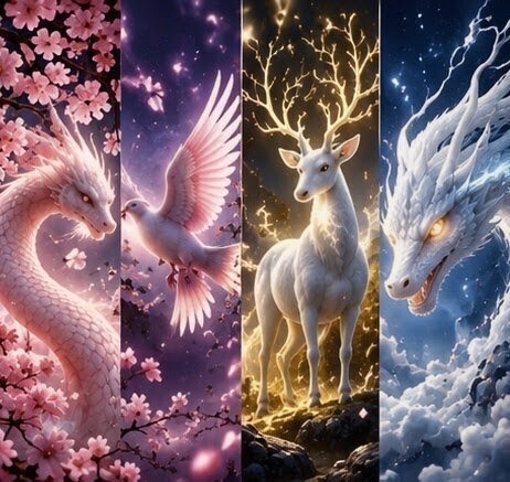 【高画質スマホ壁紙・画像素材】四季蛇神シリーズパック- The Four Sublime Serpents -