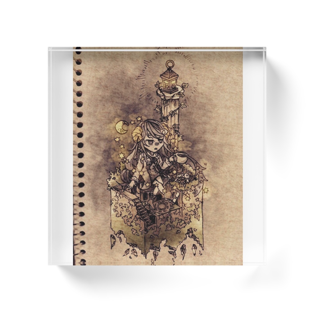 ヴィネット風不眠の黒羊アクリルブロック