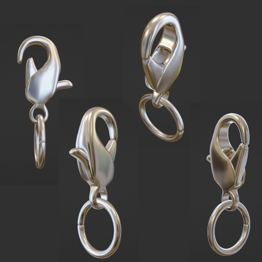 キーホルダーの金具2種【3D素材】