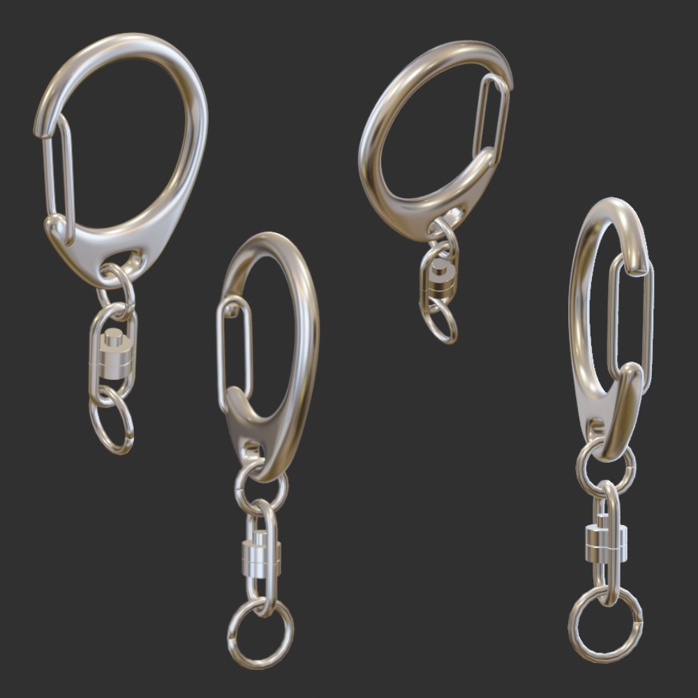 キーホルダーの金具2種【3D素材】
