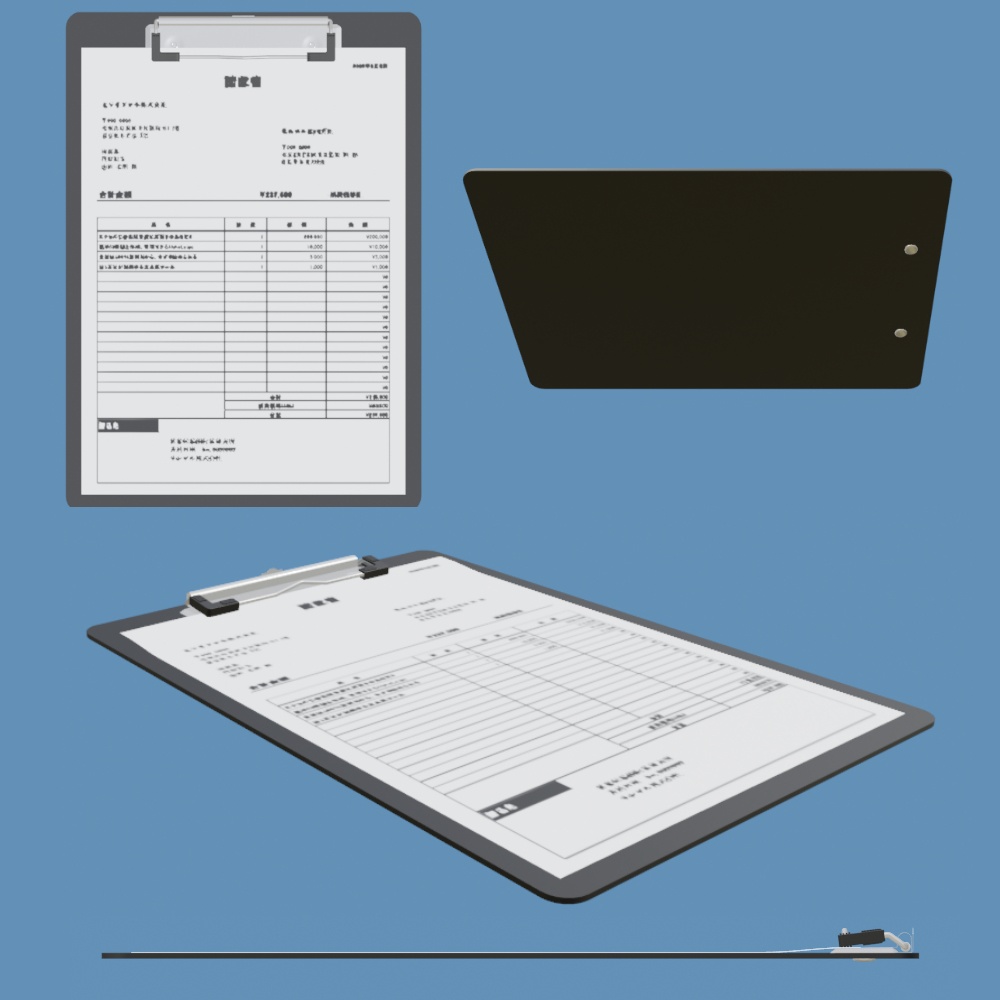 クリップボード A4【3D素材】