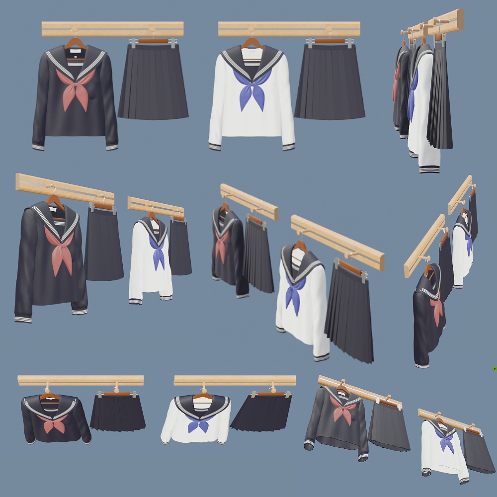 セーラー服【3D素材】