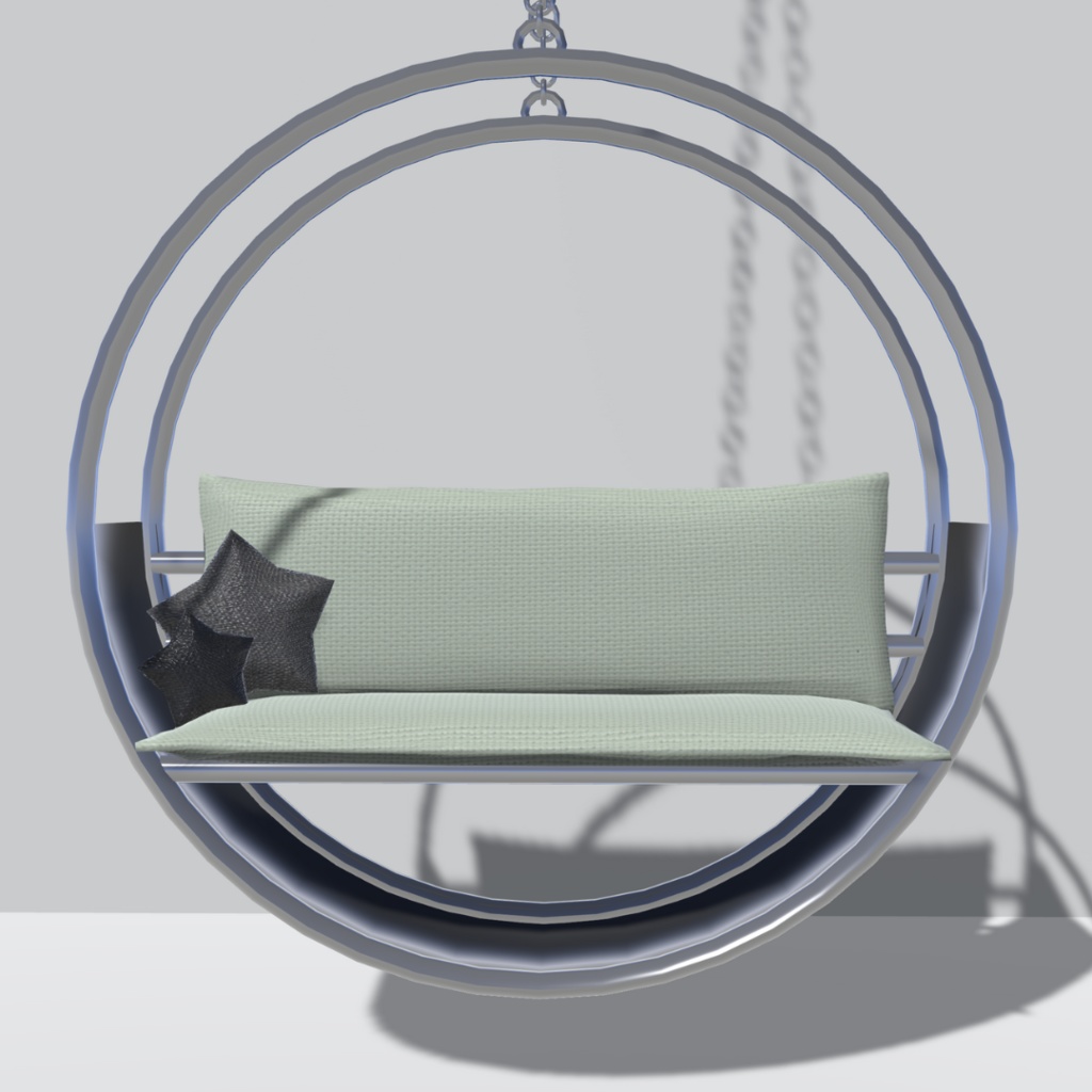 ハンギングチェア(3色)・星形クッション付き【3Dモデル】