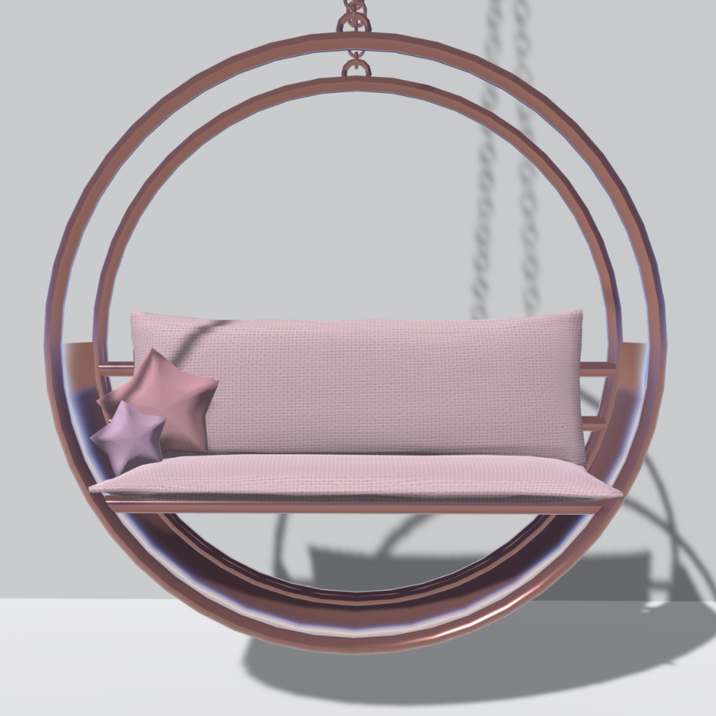ハンギングチェア(3色)・星形クッション付き【3Dモデル】