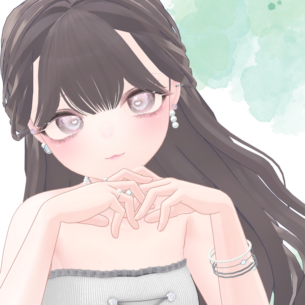 パール・ダイヤモンドのアクセサリー15点セット【3Dモデル】