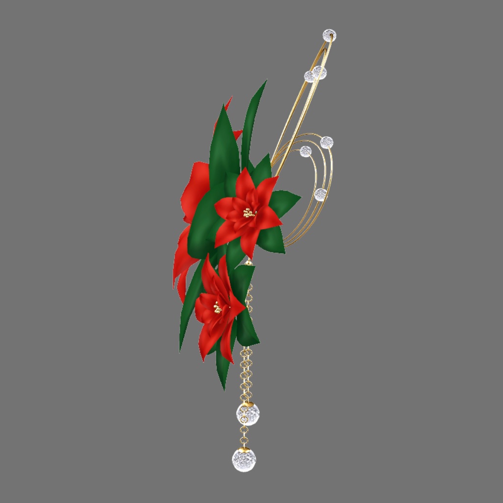 ポインセチアの髪飾り【3Dモデル】 Poinsettia hair ornament