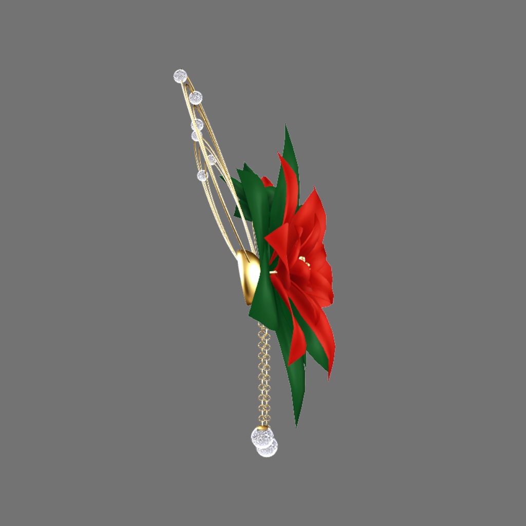 ポインセチアの髪飾り【3Dモデル】 Poinsettia hair ornament