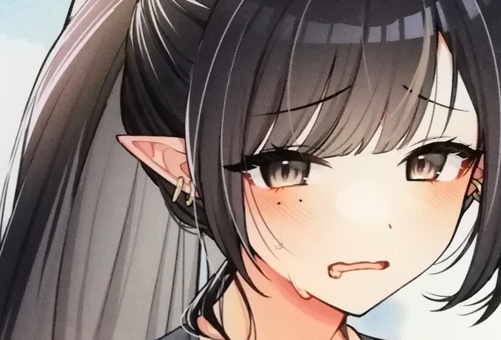 【限定受注生産】トレーニング中の黒髪エルフちゃん A4アクリルパネル