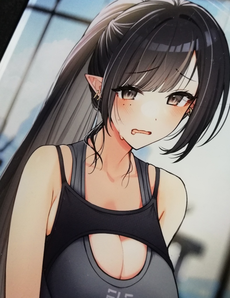 【限定受注生産】トレーニング中の黒髪エルフちゃん A4アクリルパネル