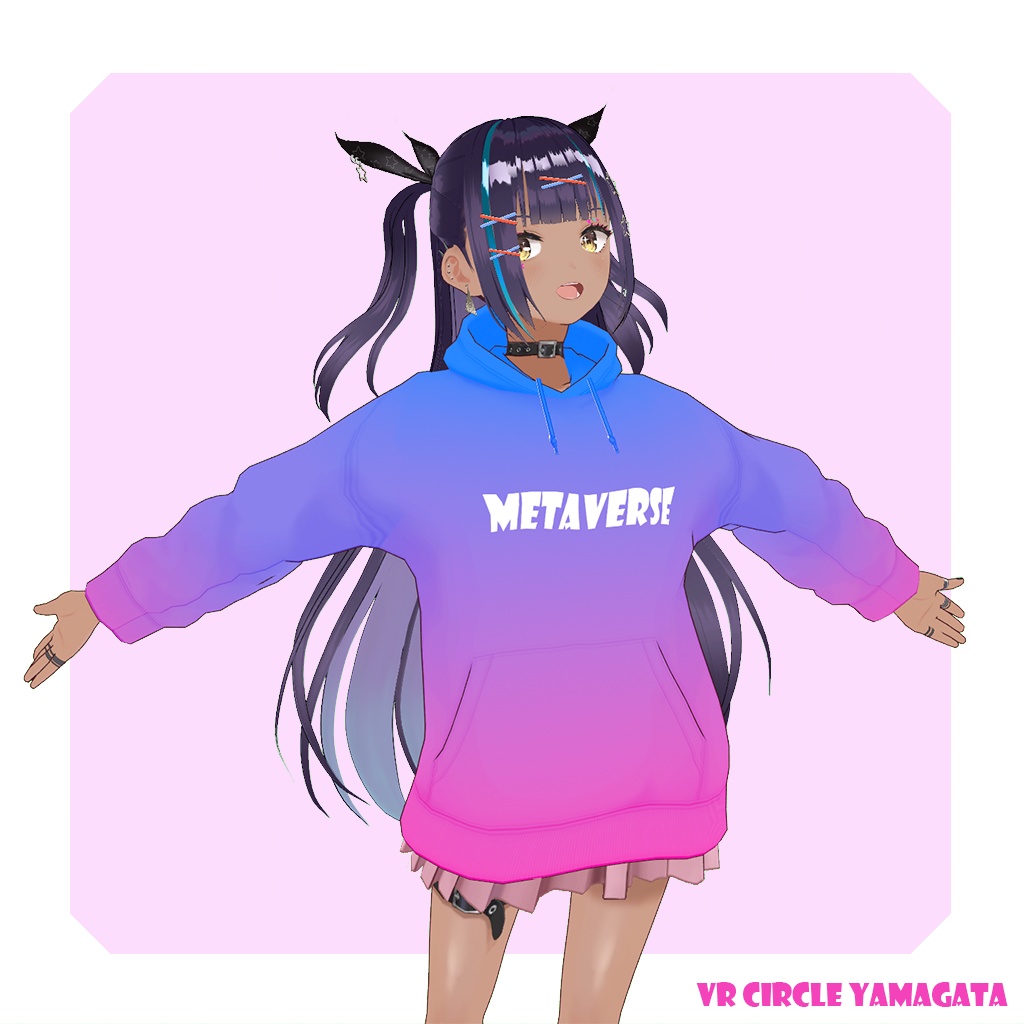 METAVERSE マゼンタとブルーのグラデーションパーカー メタバース色