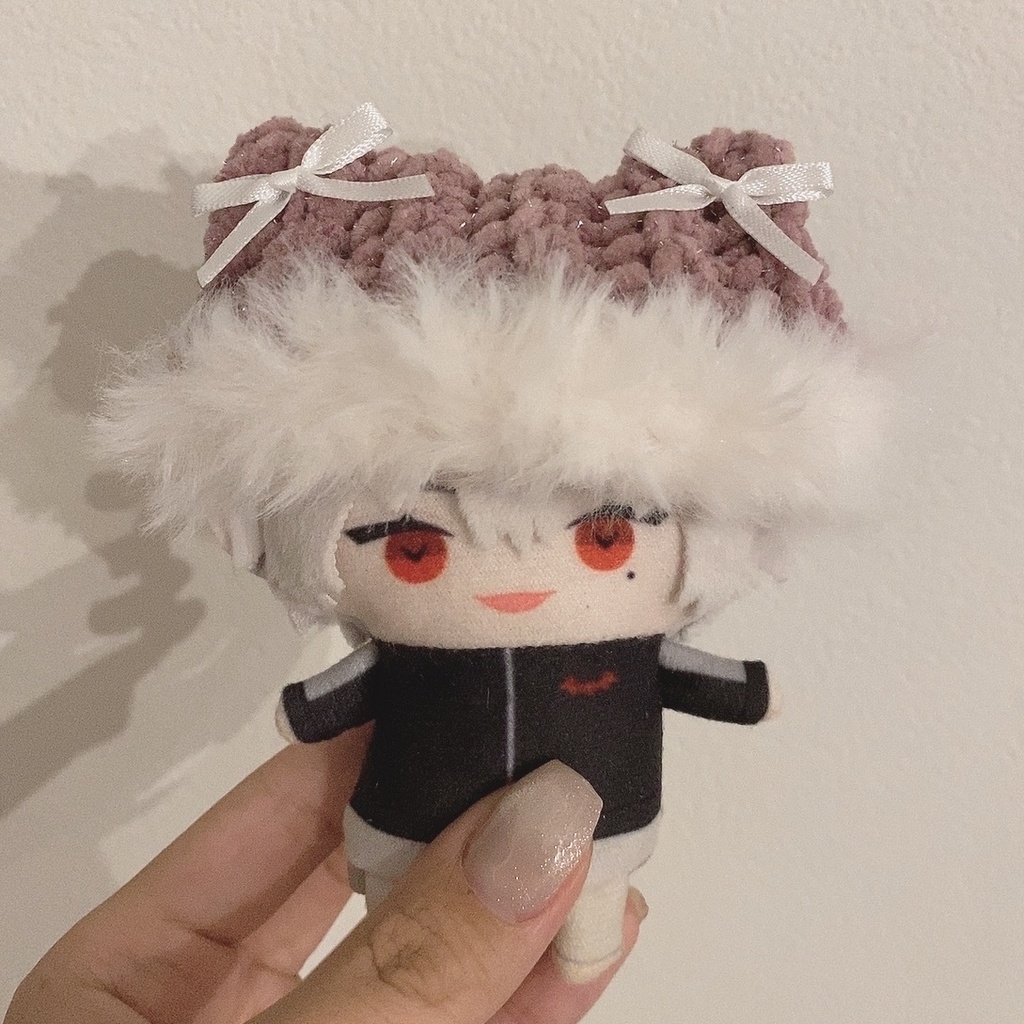 【ピンクキラファー】にじぱぺっと　ぬい帽子　ぬい服　ネコ耳　ニット帽 10cmぬい