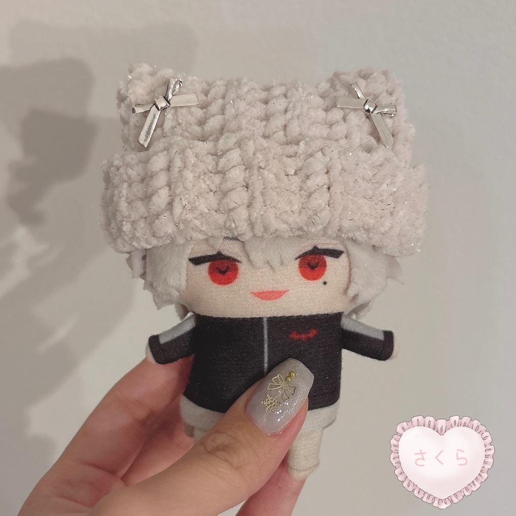 【桜キラ折返gr】にじぱぺっと ぬい帽子 ぬい服 ネコ耳 ニット帽 10cmぬい