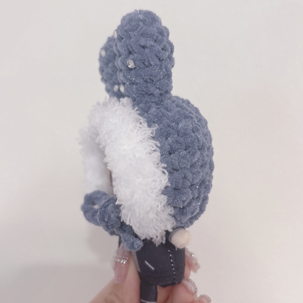 【青キラうさぎm】にじぱぺっと ぬい帽子 ぬい服 うさ耳 ニット帽 10cmぬい