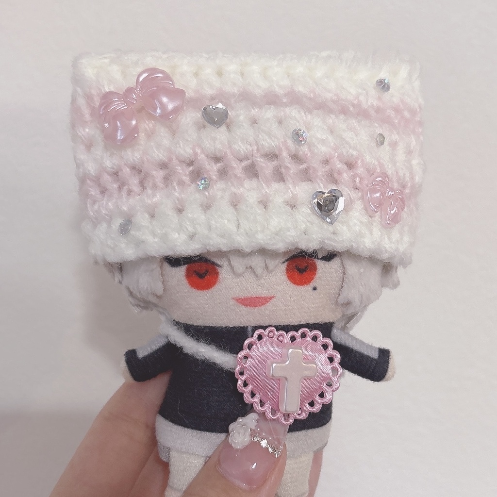 【限定ピンクセット】にじぱぺっと　ぬい帽子　ぬい服　ネコ耳　ニット帽 10cmぬい