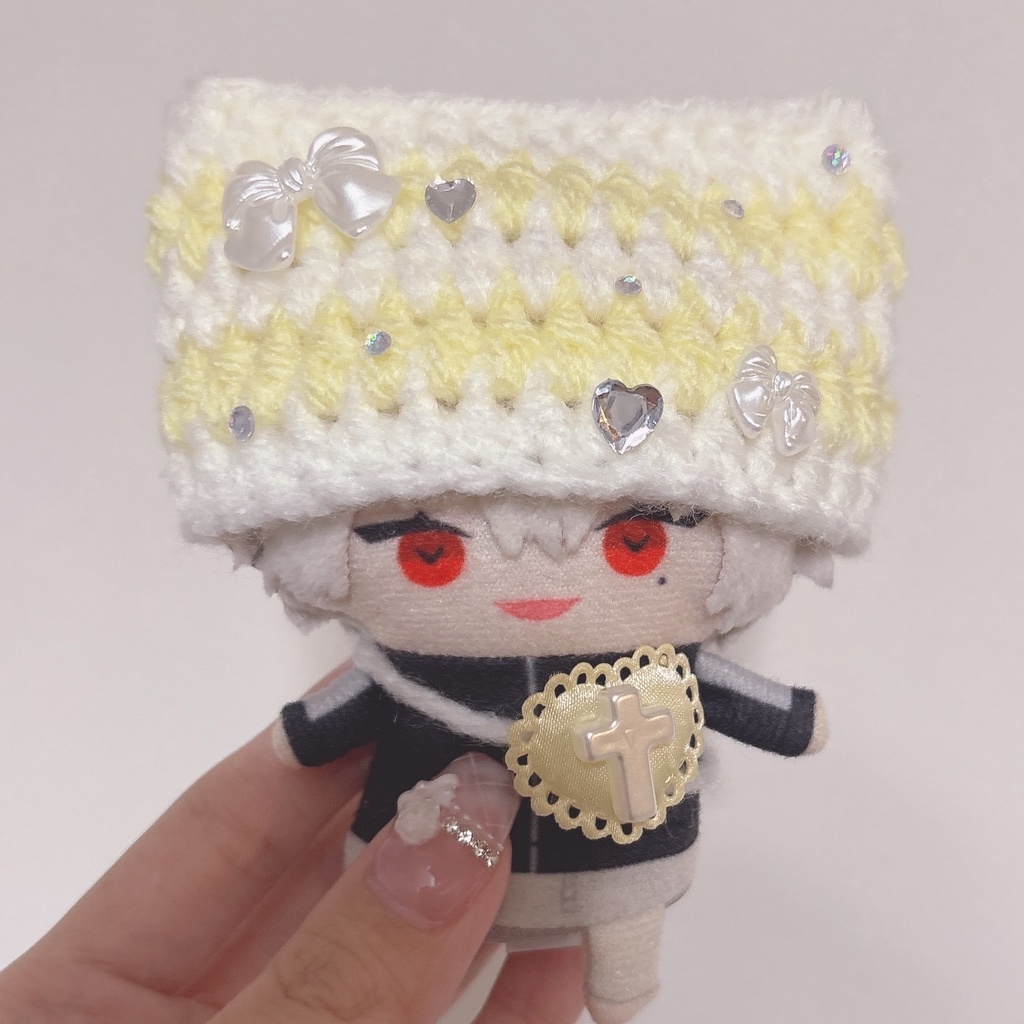 【限定黄色セット】にじぱぺっと　ぬい帽子　ぬい服　ネコ耳　ニット帽 10cmぬい