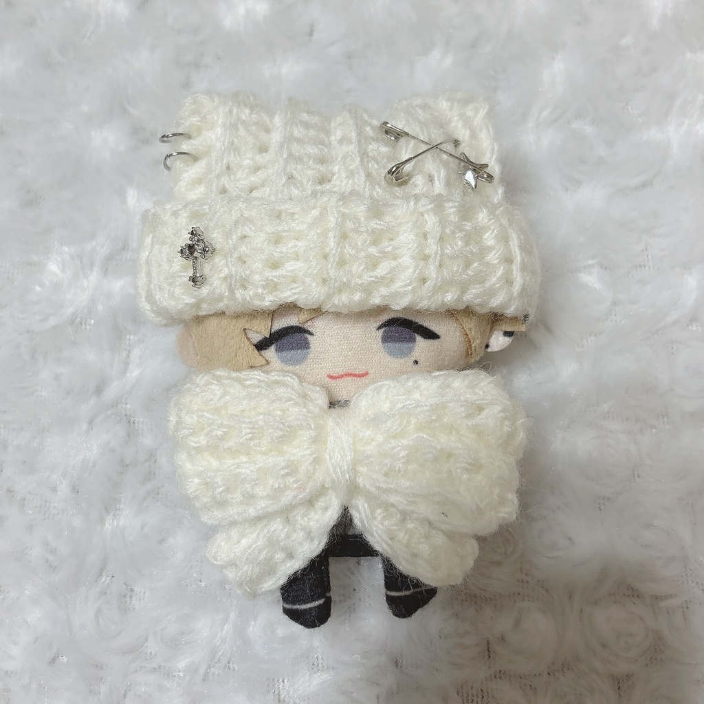 【13種類から選べます】セット売り 猫耳ニット帽 リボン スタイ にじぱぺっと ぬい帽子 ぬい服 ネコ耳 ニット帽 10cmぬい