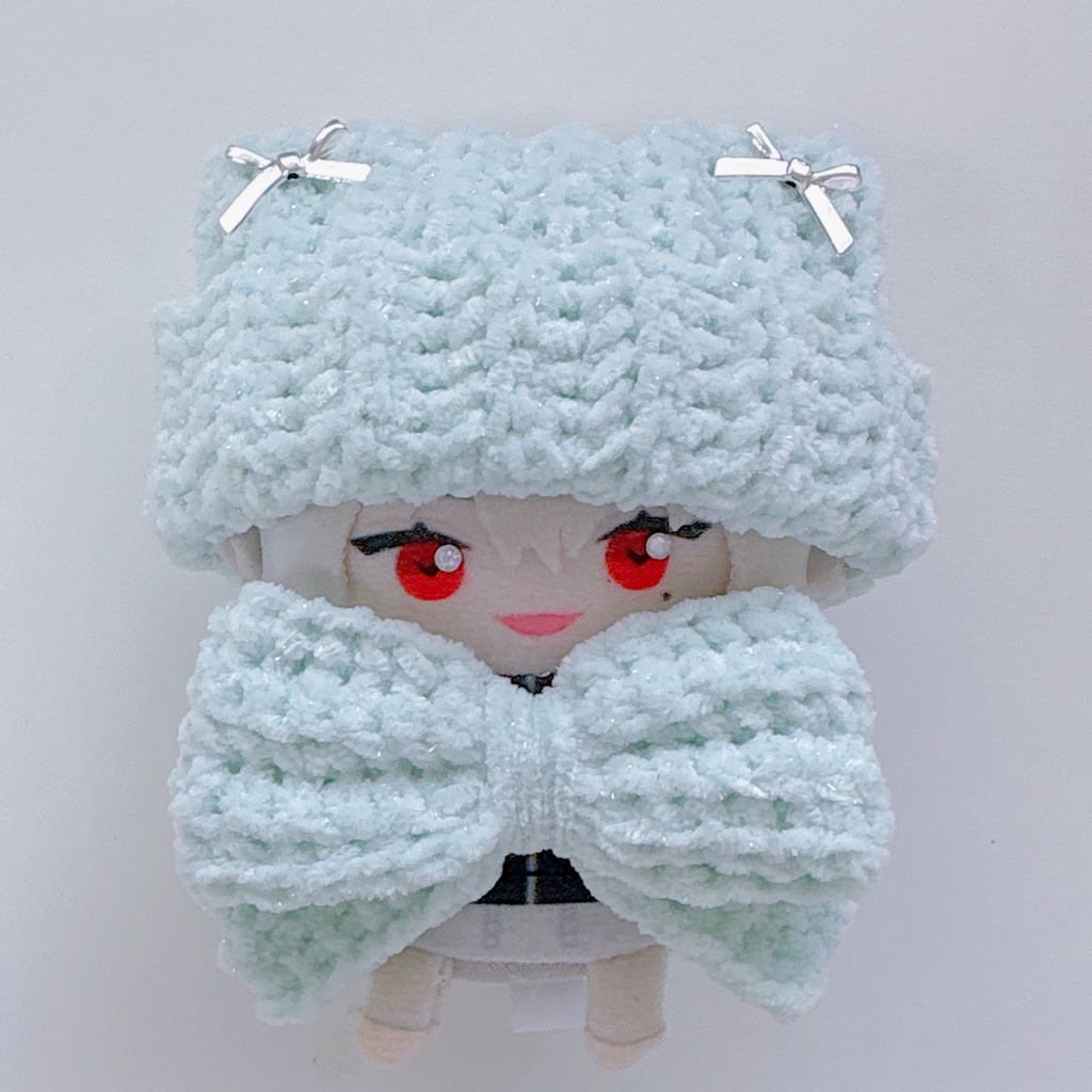 【13種類から選べます】セット売り 猫耳ニット帽 リボン スタイ にじぱぺっと ぬい帽子 ぬい服 ネコ耳 ニット帽 10cmぬい