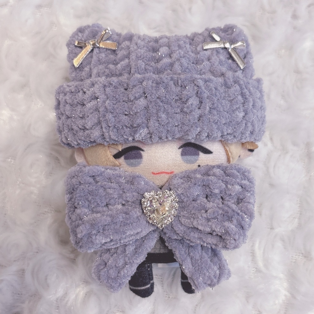 【13種類から選べます】セット売り 猫耳ニット帽 リボン スタイ にじぱぺっと ぬい帽子 ぬい服 ネコ耳 ニット帽 10cmぬい